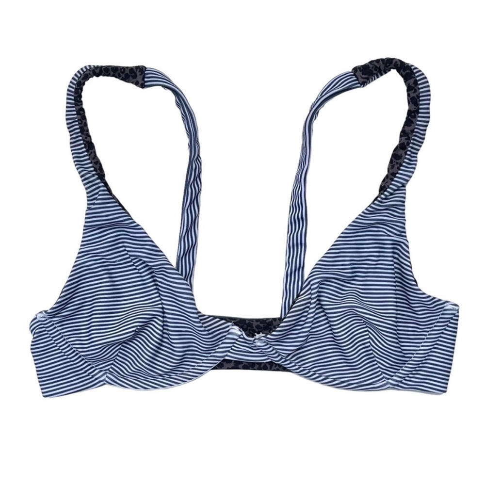 acacia swimwear Navy and White Striped Bikini Top